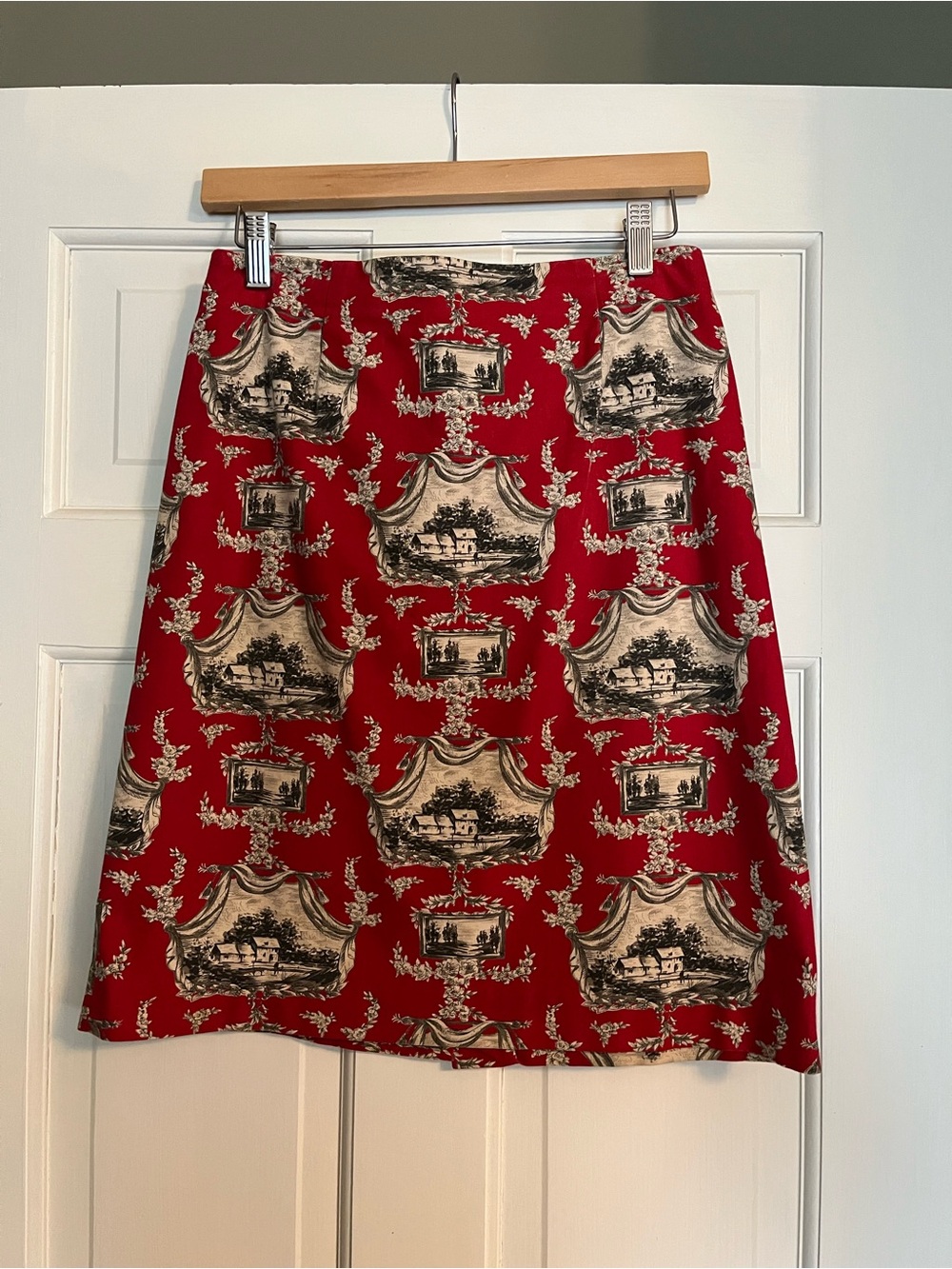 Talbot Red Toile A-Line Skirt Sz 4